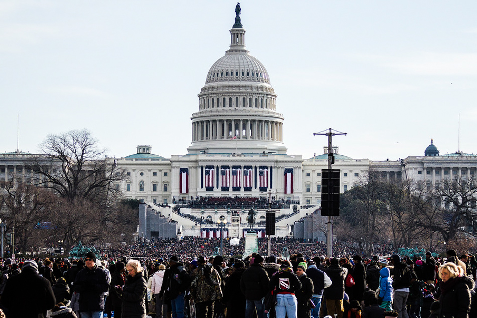 Chuck Miller/Staff PhotographerThousands stand in front of the Captiol Building in Washington D.C. during the 57th presidential inauguration Monday afternoon. President Barack Obama was sworn into office marking the beginning of his second term as predient of the United States.